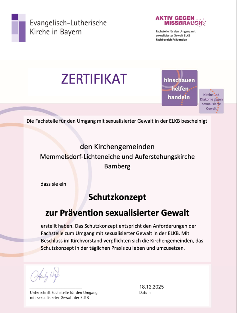 Zertifikat der ELKB