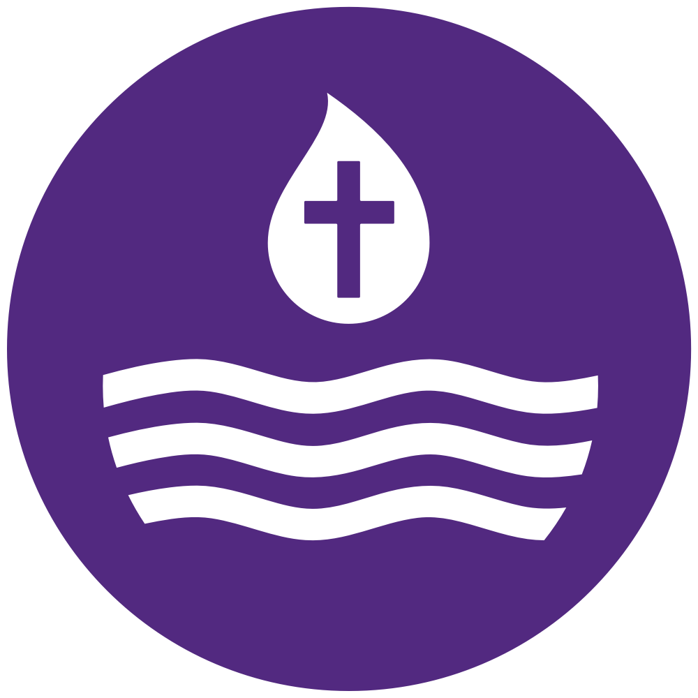 Symbol Wassertropfen mit Kreuz auf Wellen