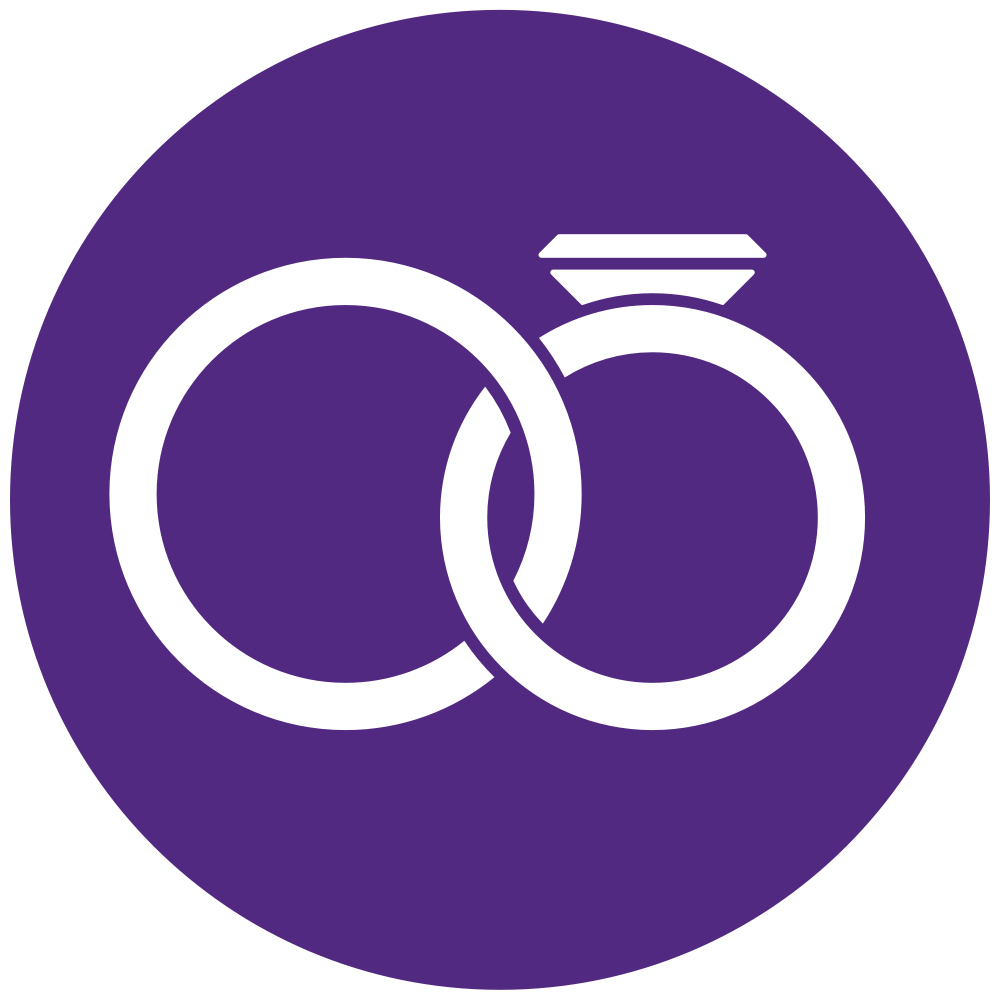 Symbol zwei verbundene Trauringe