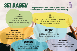 Junge Menschen im Hintergrund bunter Farbkleckse