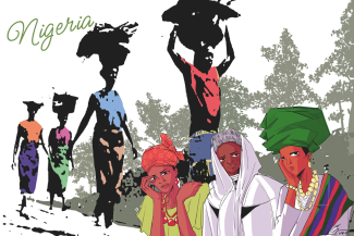 Frauen in bunten Gewändern